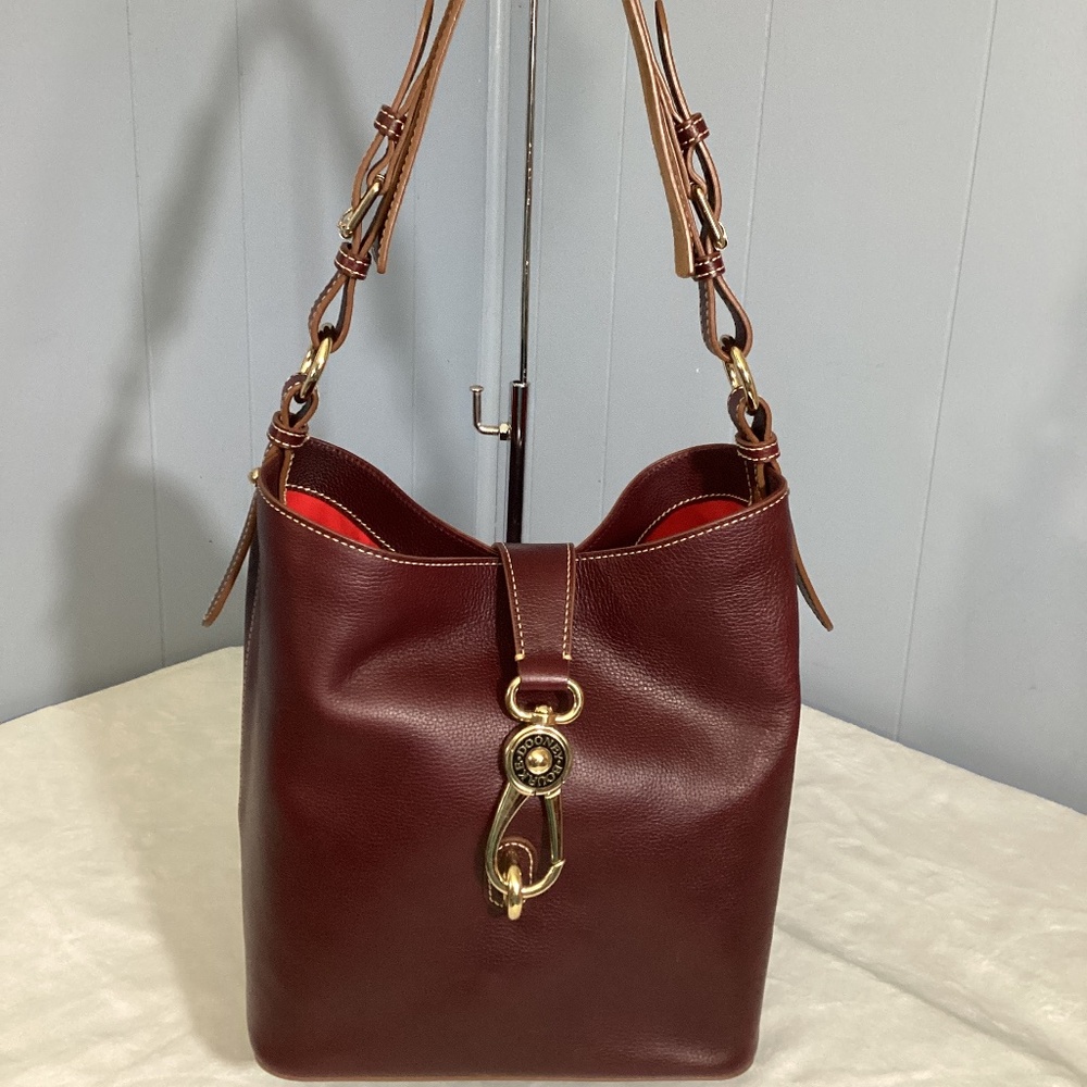 Dooney & Bourke Wine Red Leather Hobo with Brown Straps